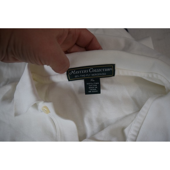 Masters Collection Polo Shirt XL White 60s Two Ply Mercized Pima Cotton Augusta - Picture 4 of 5